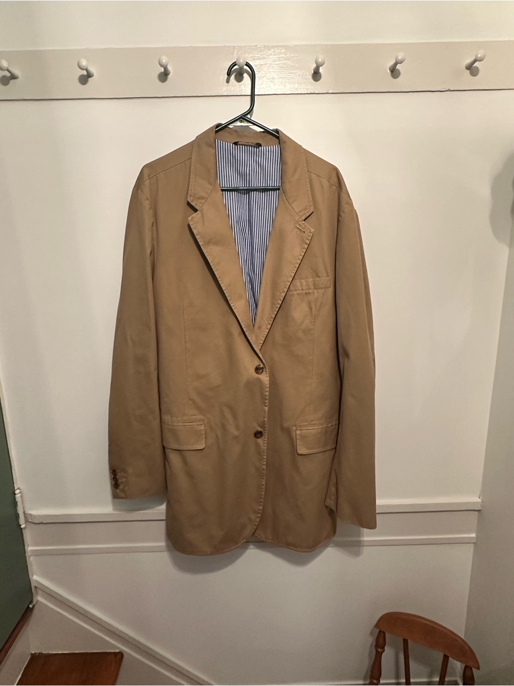 GAP Tan Blazer with Striped Pocket Trim